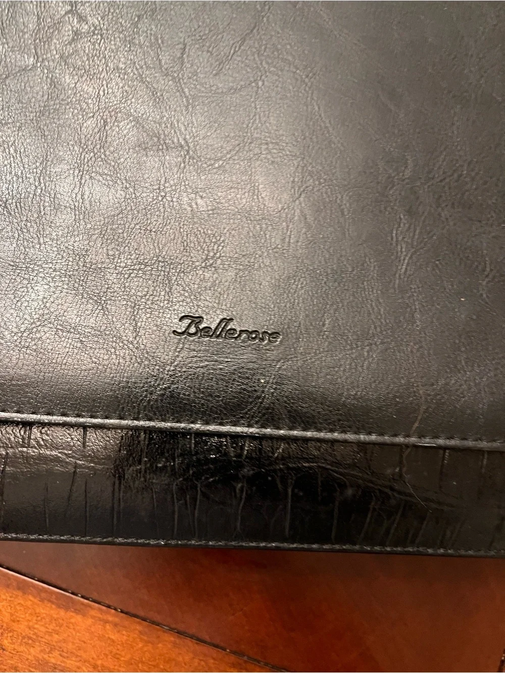 Vintage Bellerose USA Black Leather Briefcase Organizer Purse Handbag Portfolio